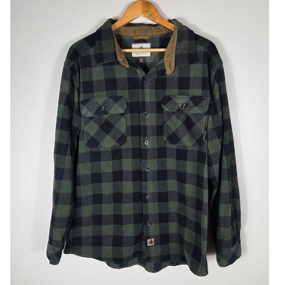 Legendary Whitetails Green & Black Flannel Button Down Shirt Size XL